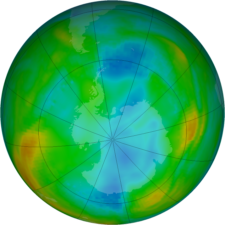 Antarctic ozone map for 22 July 1989